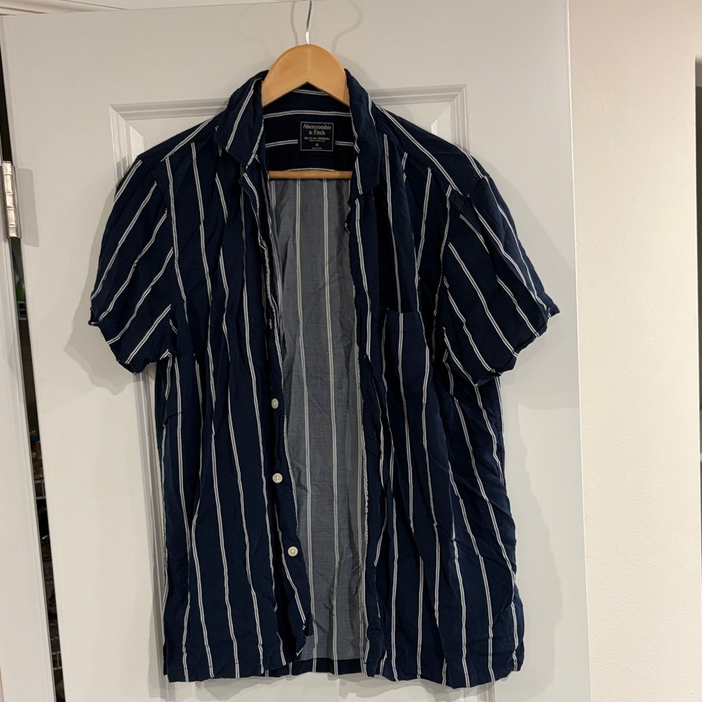 Abercrombie & Fitch Navy and White Striped Shirt
